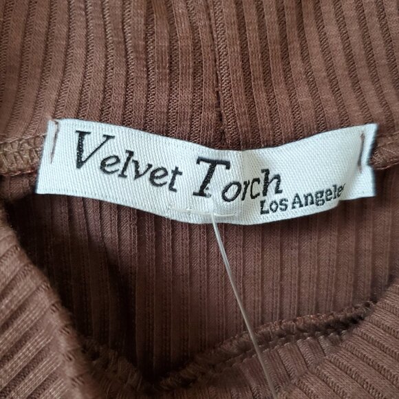 Velvet Torch Women's Chocolate Tie Side Midi Rib Knit Dress SZ XL - Picture 4 of 8